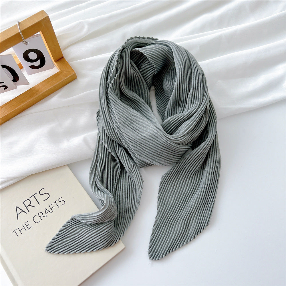 Women's Pleated Solid Color Cotton Linen Small Scarfs