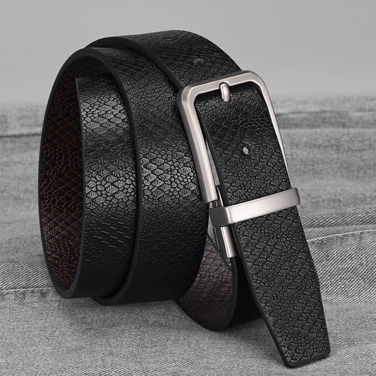 Men's Black Coffee Double Ribbon Body Leather Belts