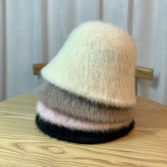 Women's Mink Fur Minority Style Solid Color Hats & Caps