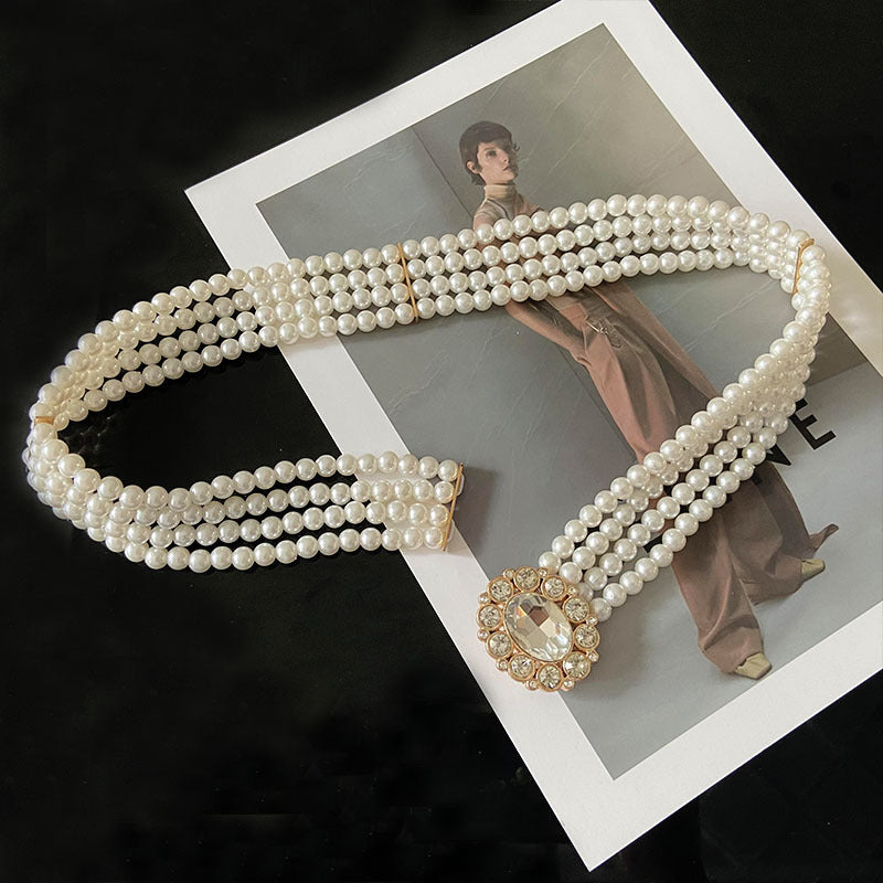 Women's Pearl Fashion Decorative Waist Chain Simple Belts