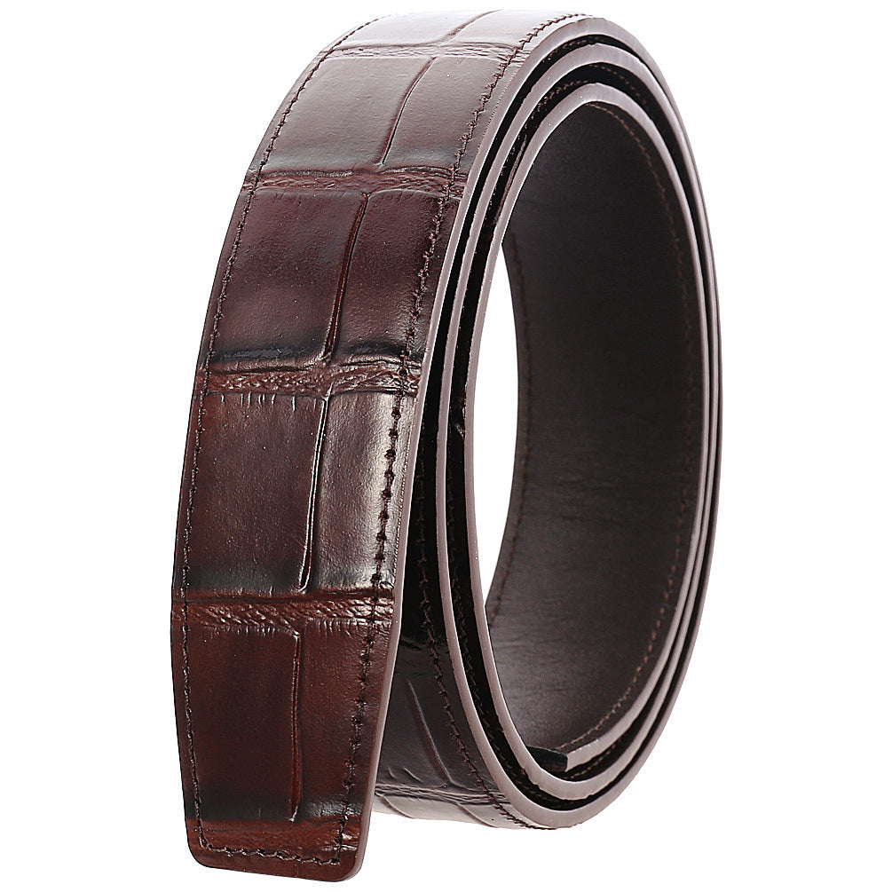 Layer Cowhide Automatic Buckle Patterned Leather Belts