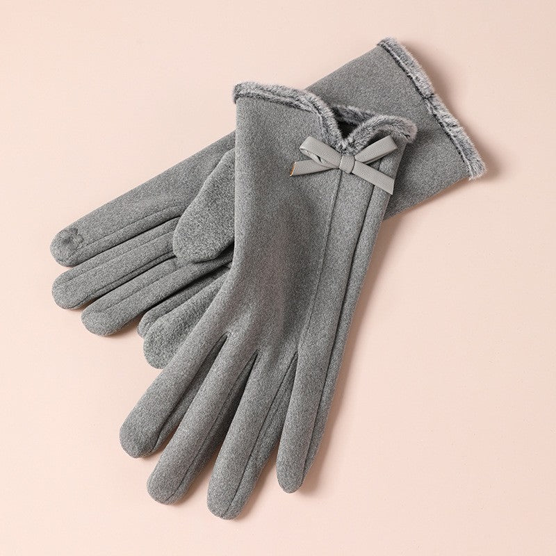 Women's Outdoor Sports Cycling Driving Elegant Fleece-lined Gloves