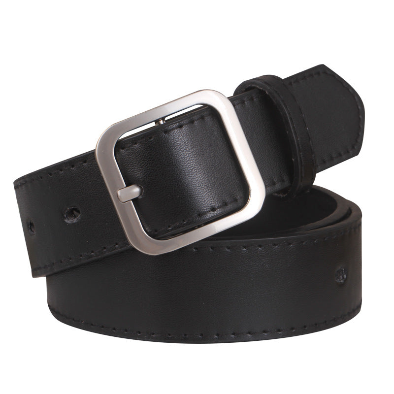 Women's Korean Style Retro Simple Square Buckle Belts