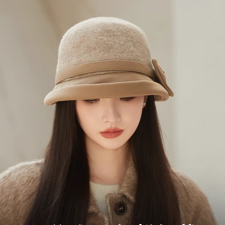 Women's Woolen Fisherman Hat Korean Fashion Elegant Warm Bucket Temperament Hats & Caps