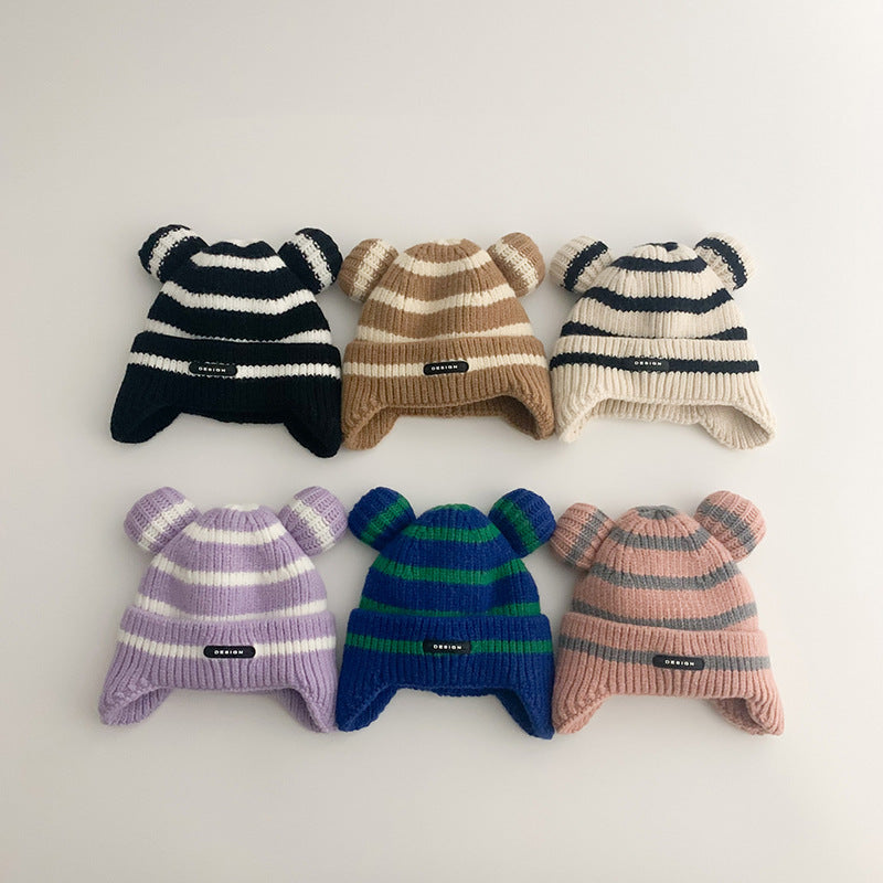 South Hat Korean Striped Earmuffs Warm Kids' Headwear