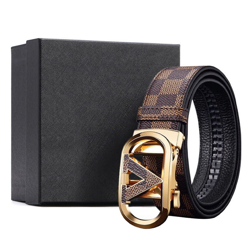 Men's Cowhide Automatic Buckle Gift Enterprise Leather Belts