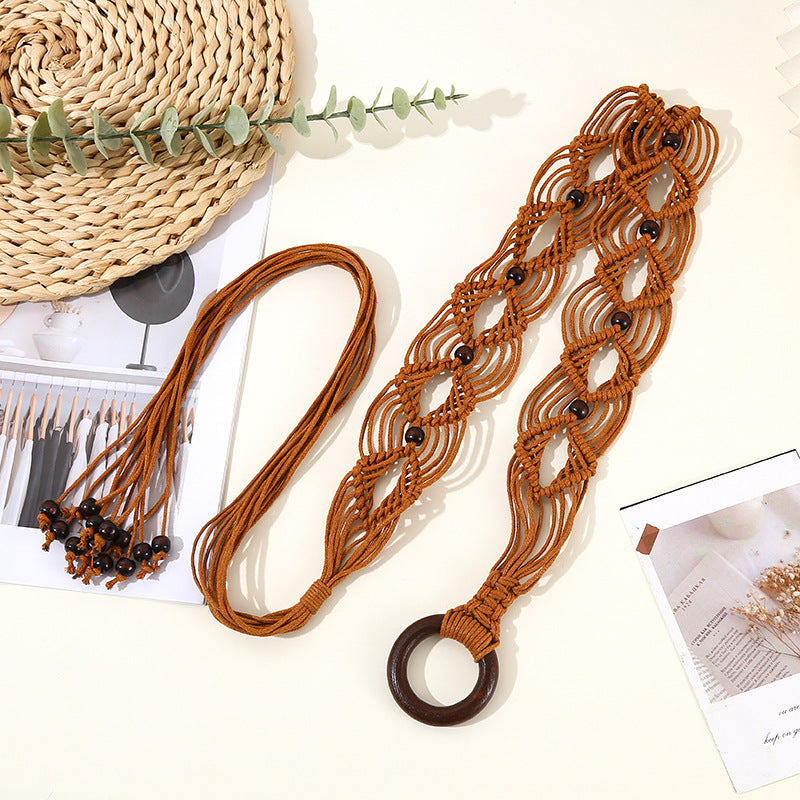 Women's Bohemian Style Wax Rope Hand-woven Knitted Belts