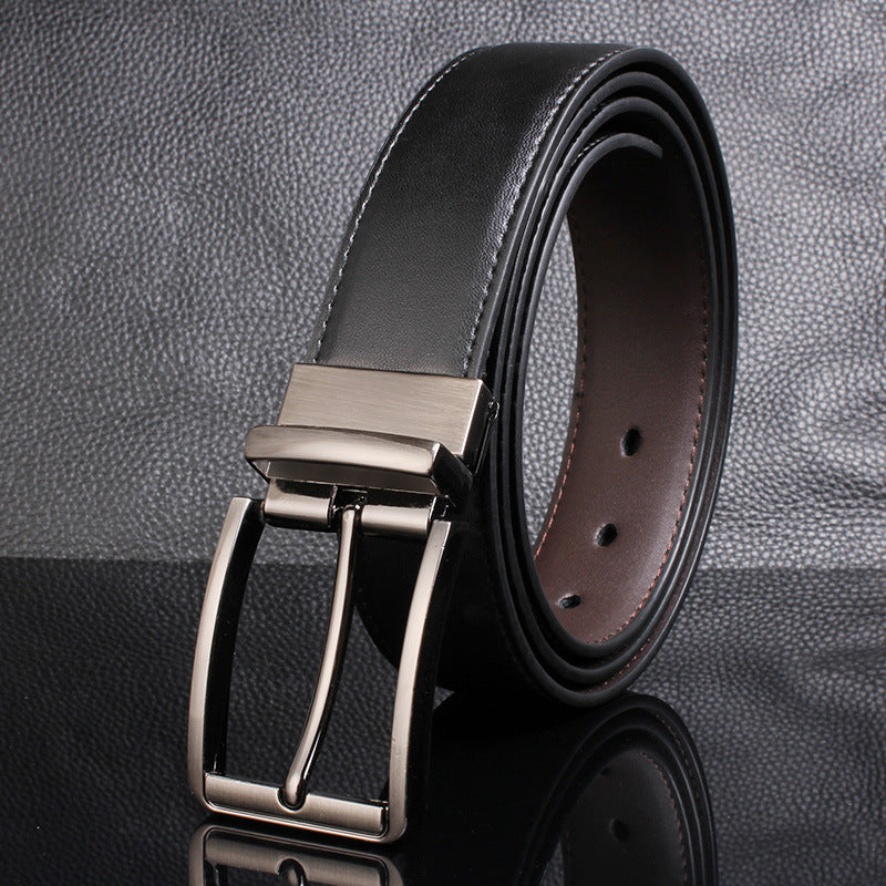 Men's Rotating Buckle Cowhide Pin Casual Double-sided Belts