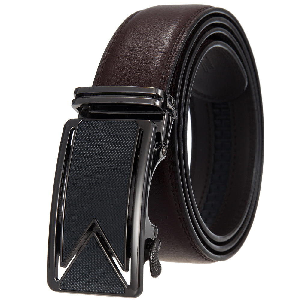 Men's Leather Cowhide Automatic Buckle Pants Korean Belts