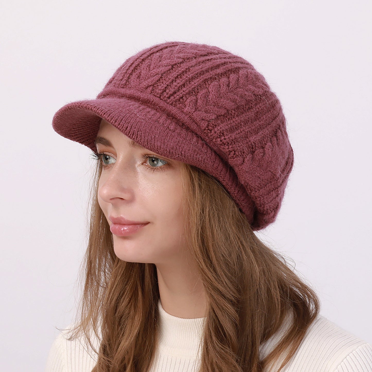 Women's Thick Wool Twisted Peaked Fashionable Warm Beret Hats & Caps