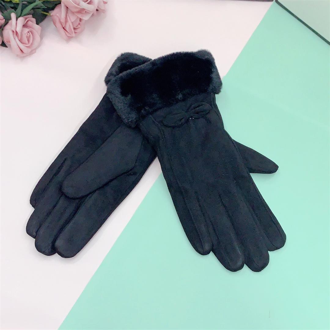 Women's Fleece-lined Waterproof Warm Bow Sweet Outdoor Gloves