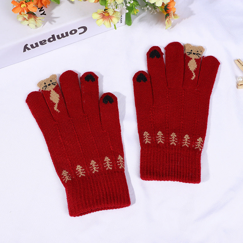 Women's Thickened Cold Protection Knitted Wool Touch Gloves