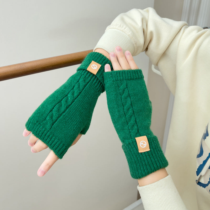 Women's Riding Touch Screen Open Finger Knitted Gloves