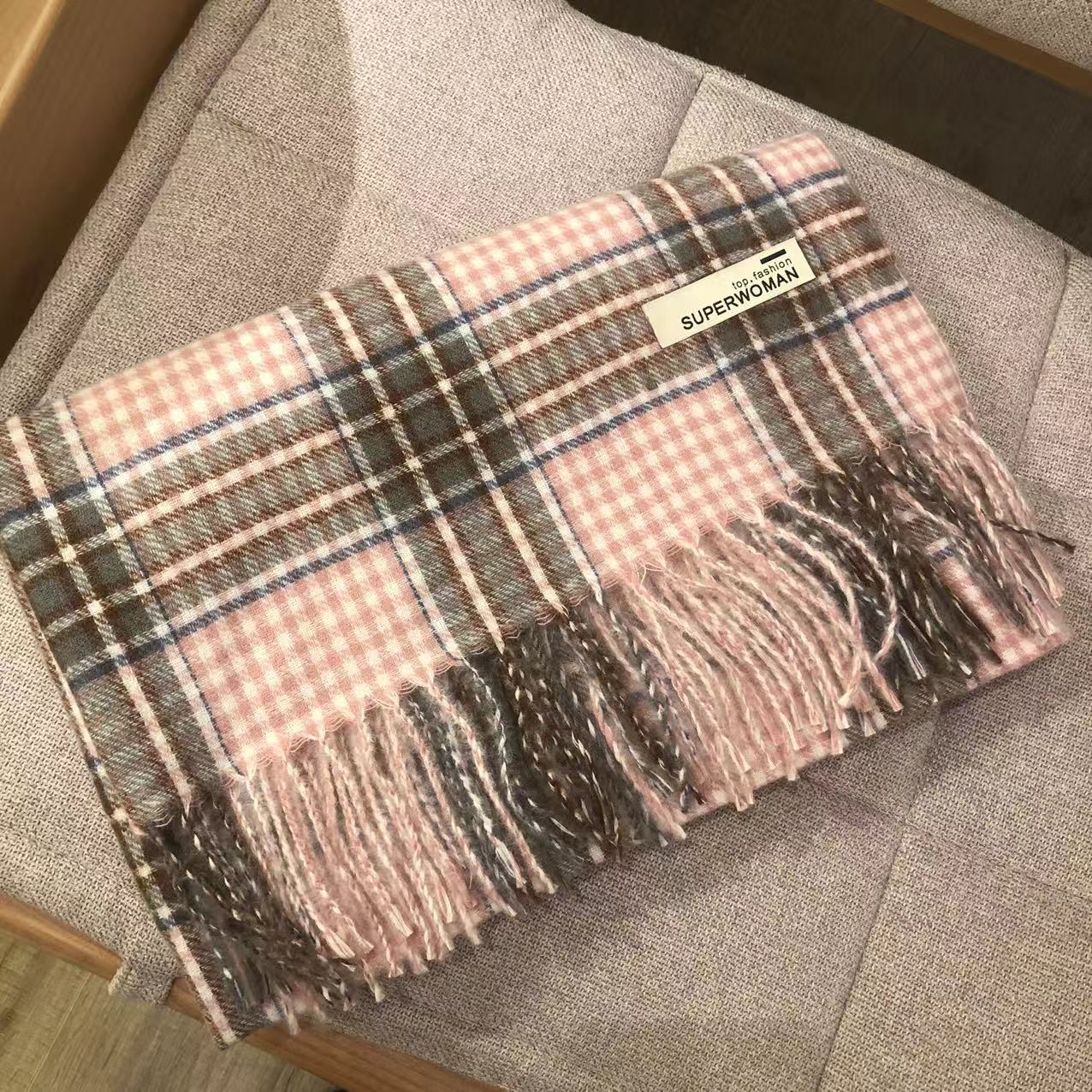 Women's Plaid Artificial Cashmere Thick Warm Shawl Scarfs