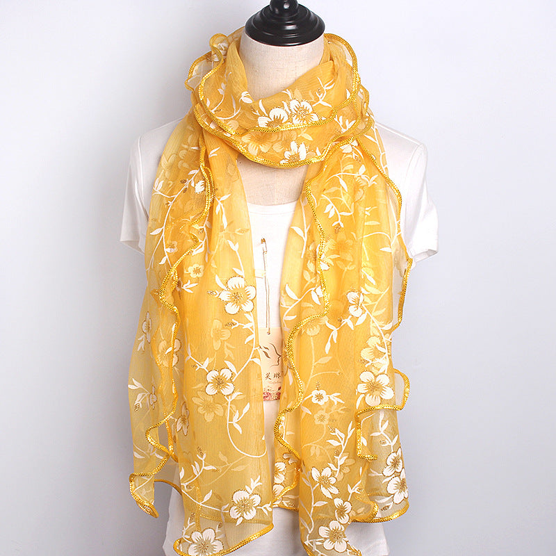 Women's Printed Edge Gilded High Elastic Long Scarfs