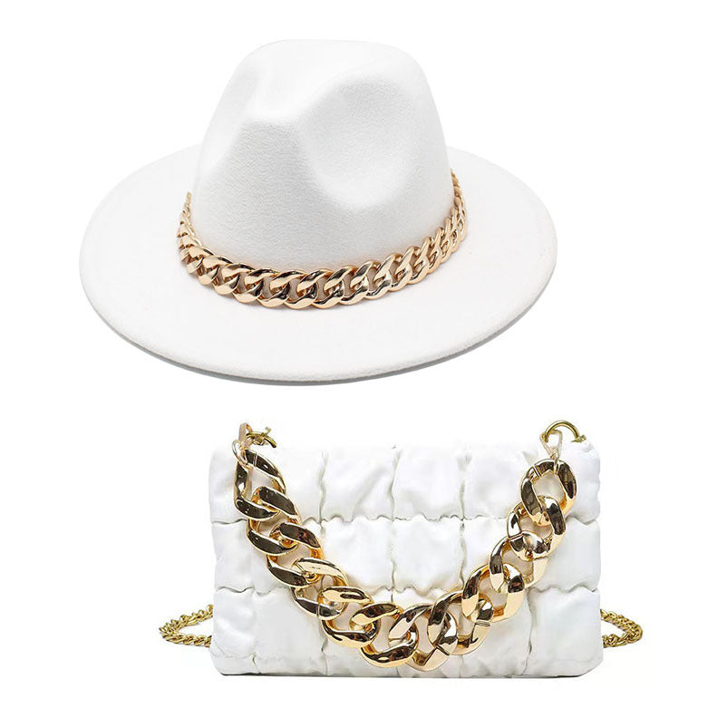 Men's Top Hat Golden Acrylic Chain Fedora Hats & Caps