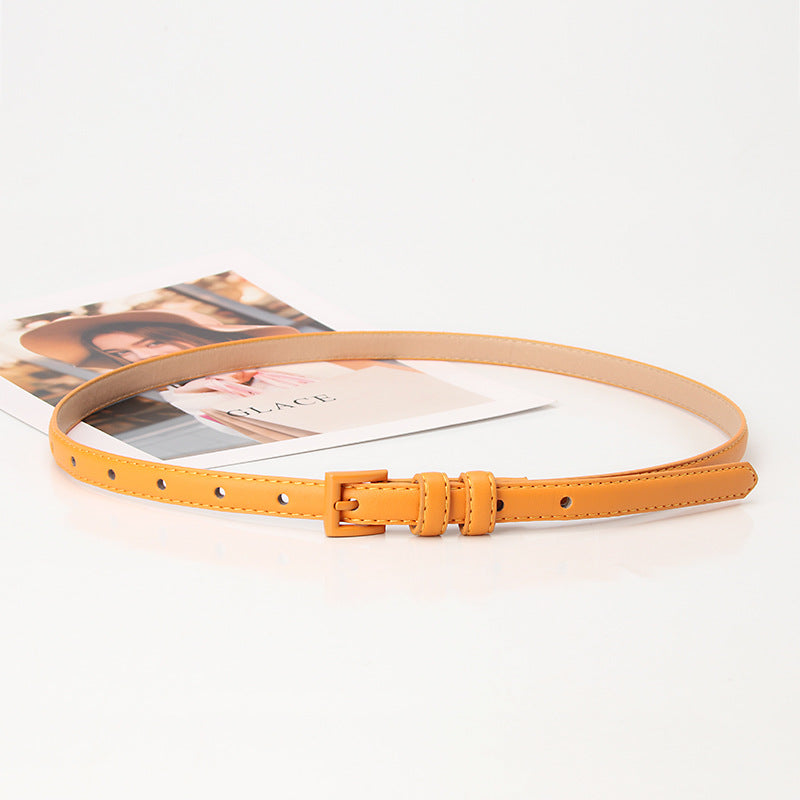 Women's Leather High-grade Candy Color Thin Decorative Belts