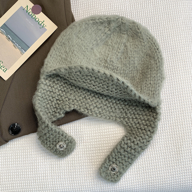 Women's Woolen Vintage Knitted Flight Helmet Winter Hats & Caps