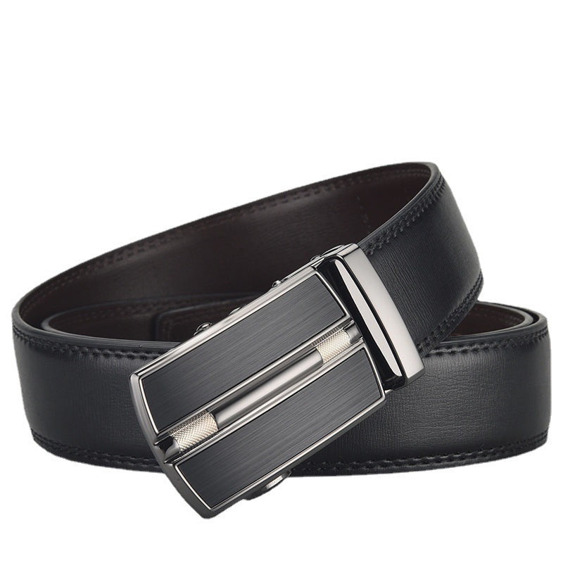 Men's Leather Business Cowhide Alloy Automatic Buckle Belts