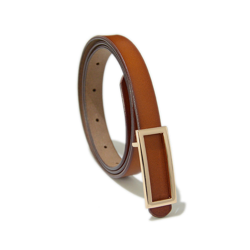 Women's Casual Simple Decorative Genuine Leather Square Buckle Belts