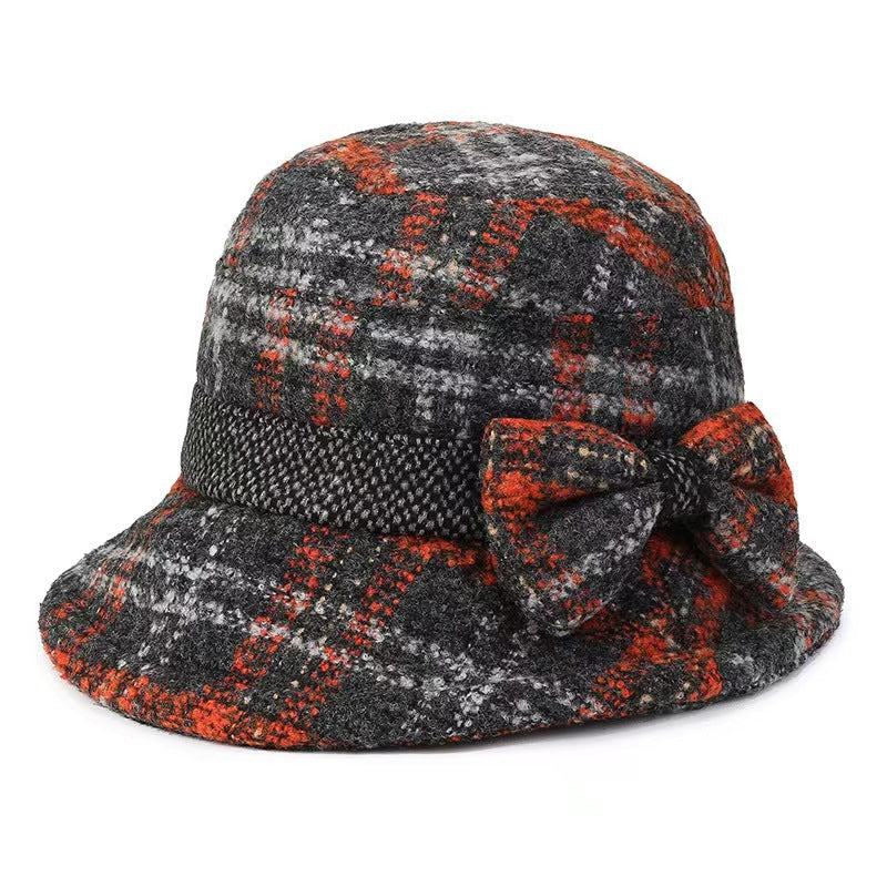 Women's Mom Woolen Thick Bucket Grandma Cloth Hats & Caps