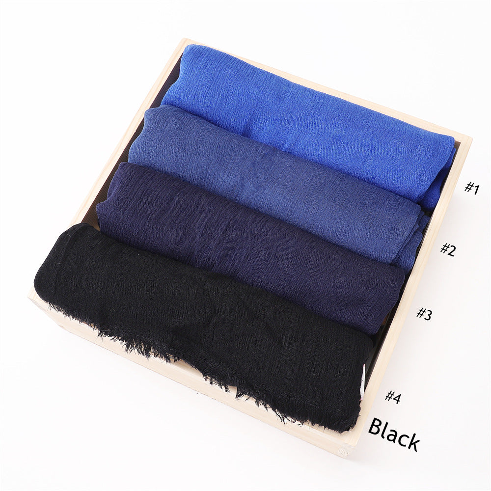 Women's Pleated Solid Color Rayon Split Breathable Scarfs