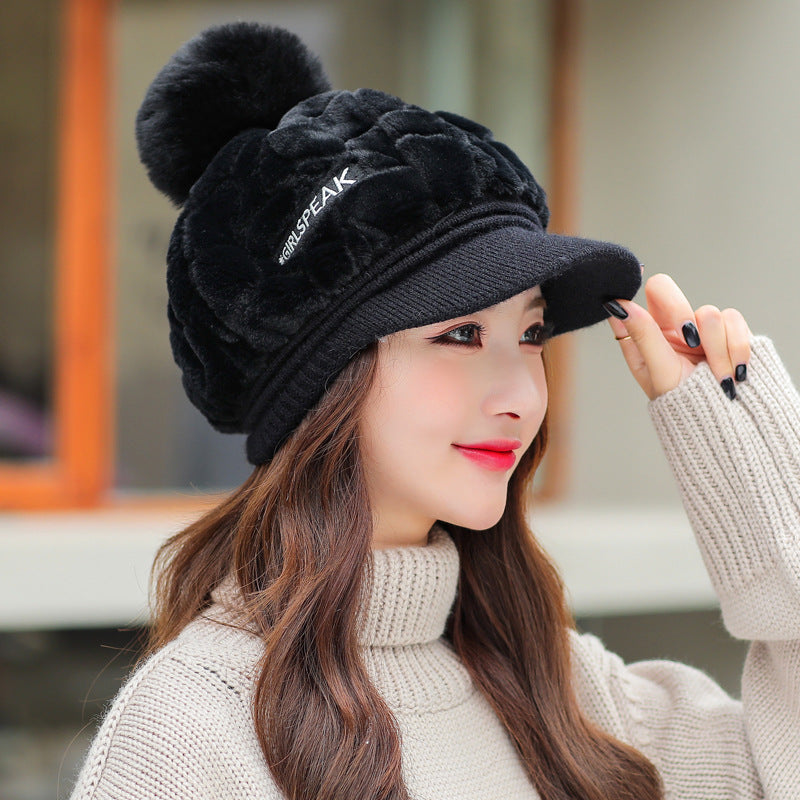 Women's Hat Fashion Rabbit Fur Warm Peaked Hats & Caps