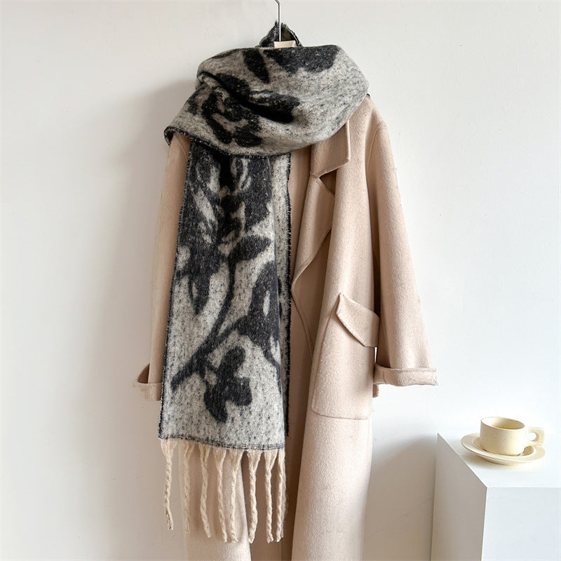 Women's Rose Flower Solid Color Matching Fashion Scarfs