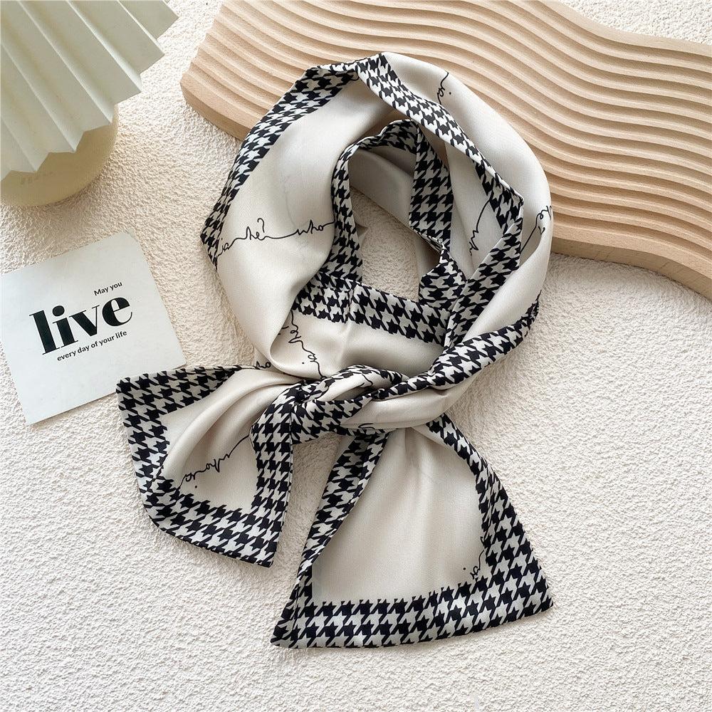 Women's Long Versatile Thin Decorative Ribbon Double-sided Scarfs