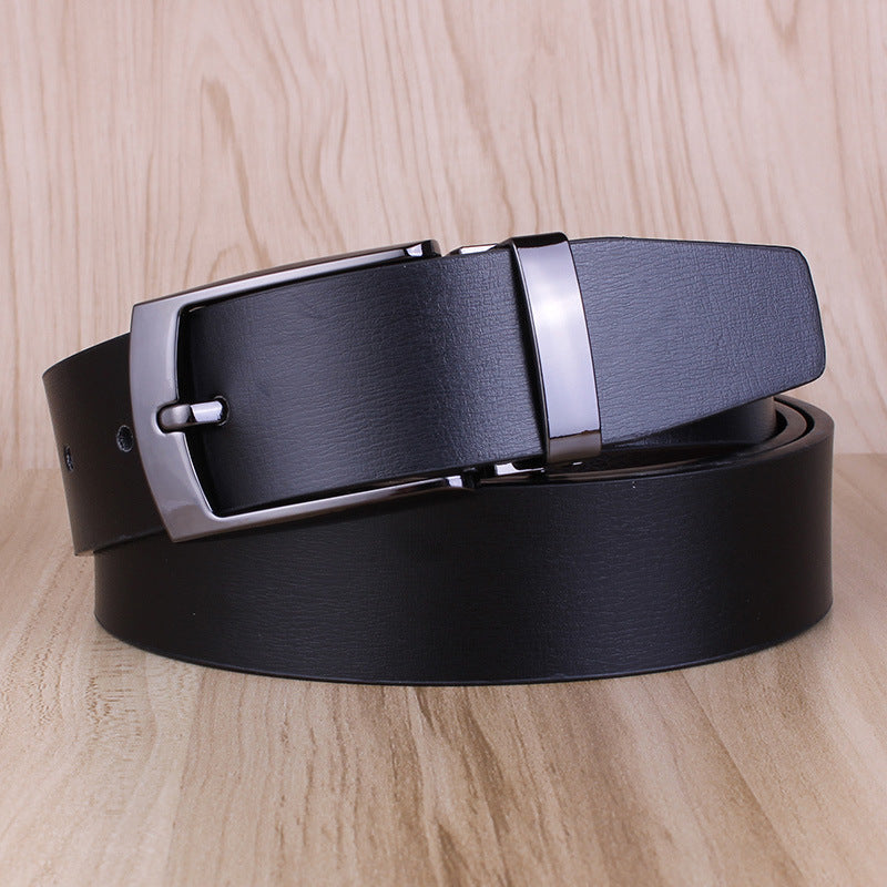 Men's Rotating Buckle Cowhide Pin Casual Double-sided Belts