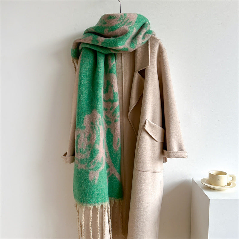 Women's Rose Flower Solid Color Matching Fashion Scarfs