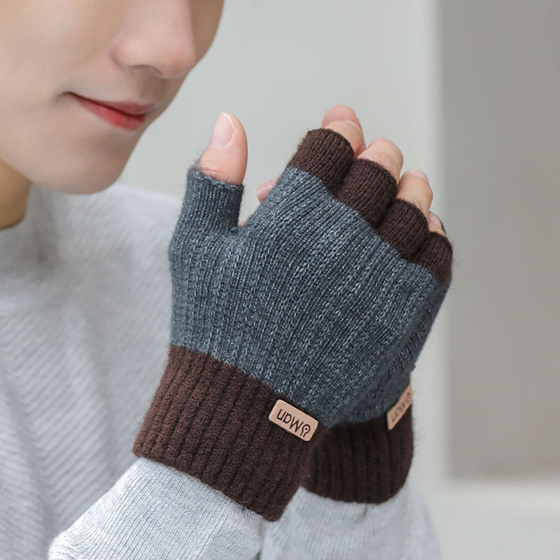 Men's Warm With Veet Thickened Knitting Wool Gloves