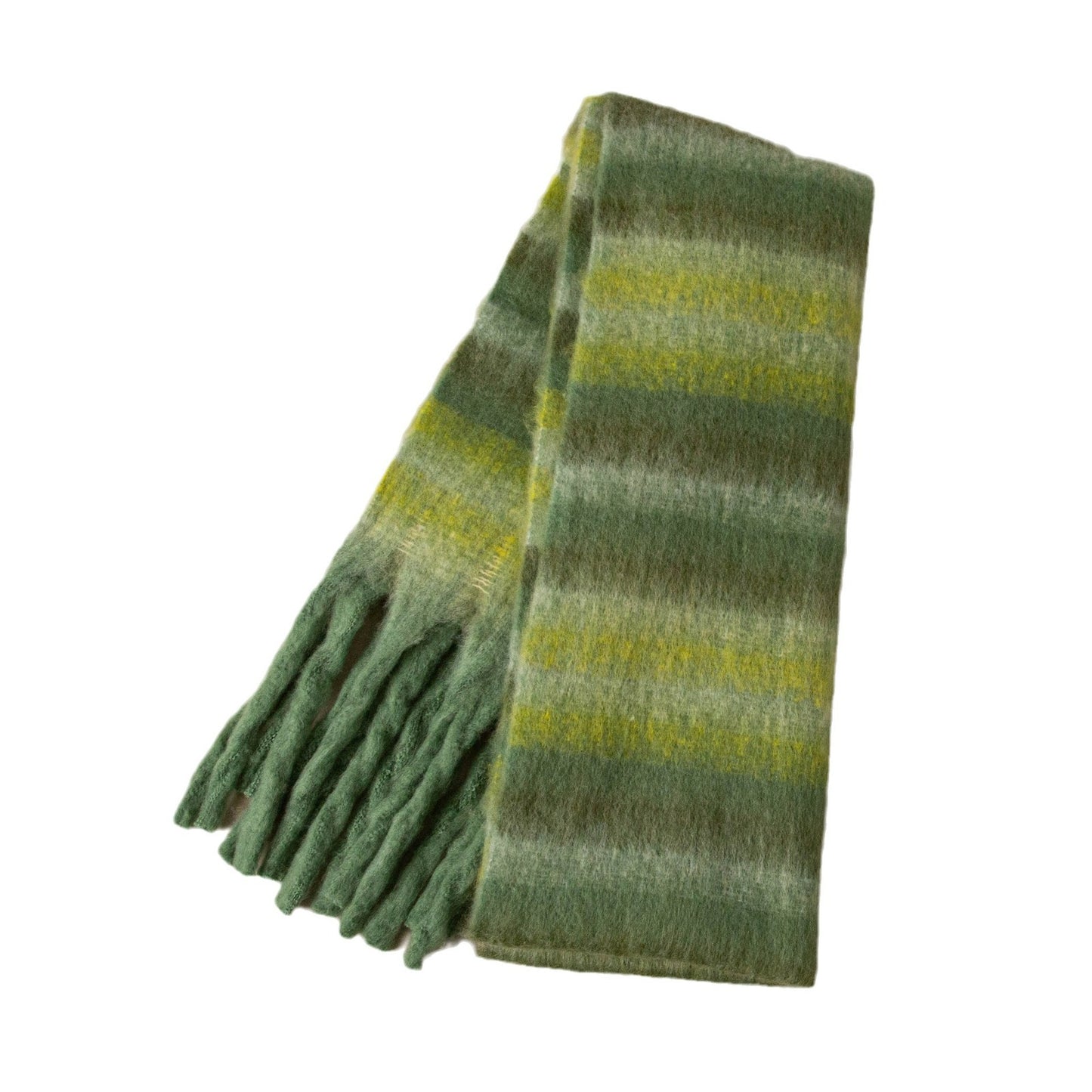 Women's Brown Retro Mixed Color Stripe Mohair Winter Scarfs