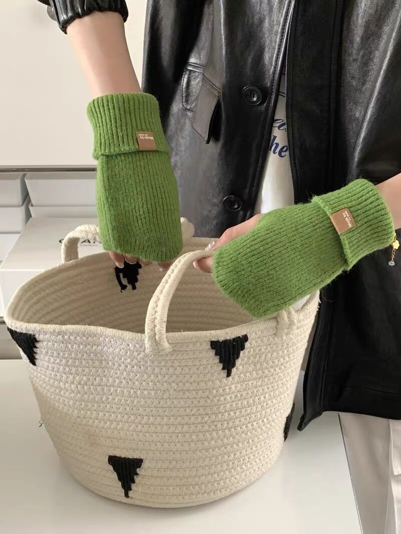 Women's Thickened Half Finger Wool Knitted Fingerless Gloves