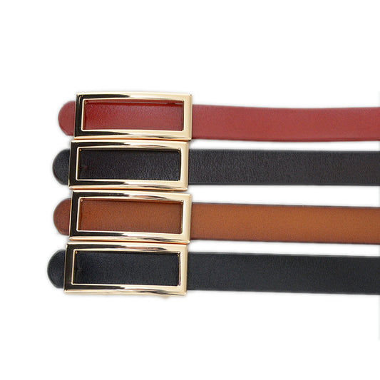 Women's Casual Simple Decorative Genuine Leather Square Buckle Belts