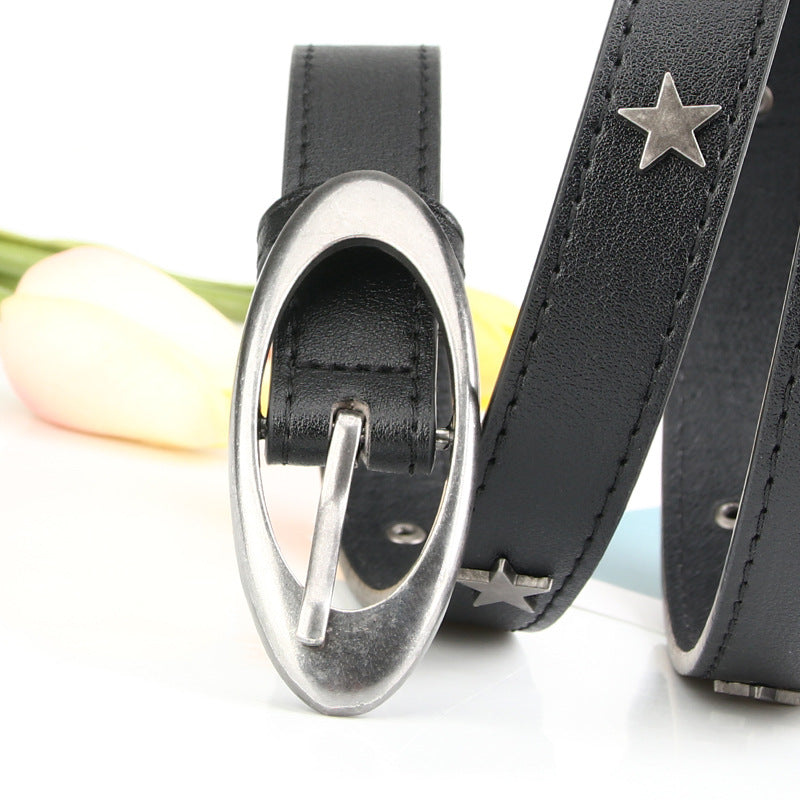 Women's Popular Vintage Black Curved Moon Star Belts