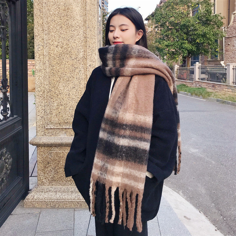 Women's Plaid Winter High-grade Thermal Knitting Shawl Scarfs