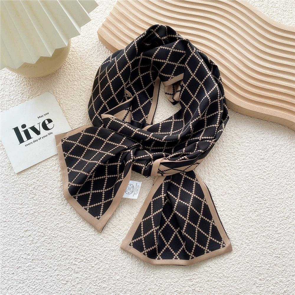 Women's Long Versatile Thin Decorative Ribbon Double-sided Scarfs