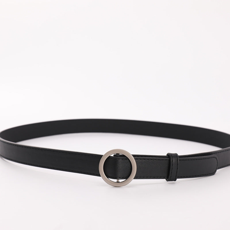 Women's Round Buckle Simple Pant Female Ornament Belts