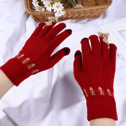 Women's Thickened Cold Protection Knitted Wool Touch Gloves