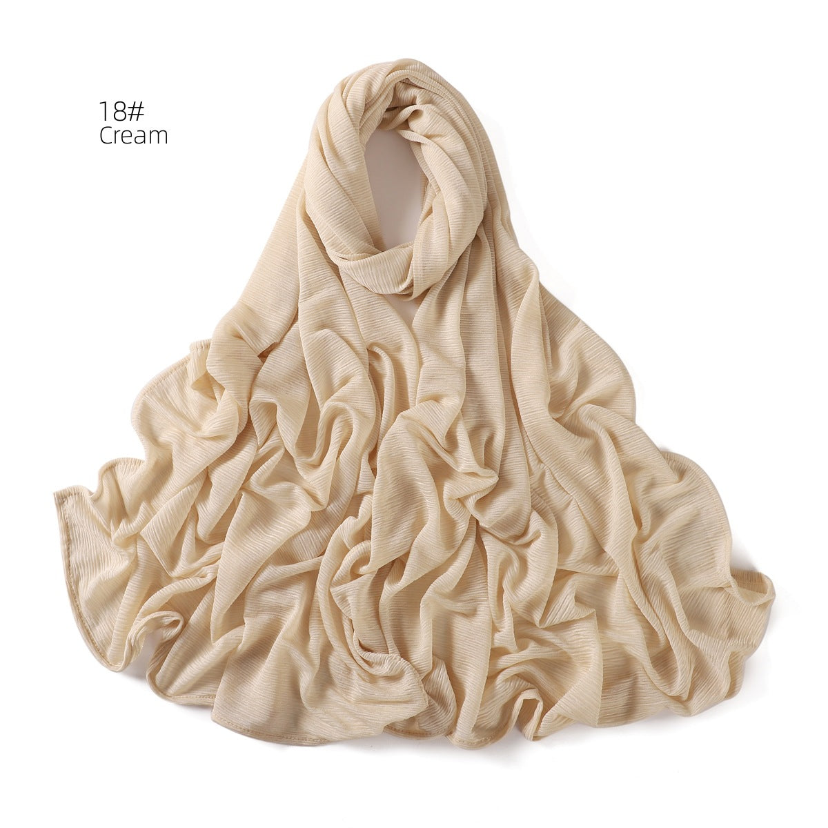 Women's Soft Solid Color Elastic Breathable Pleated Scarfs