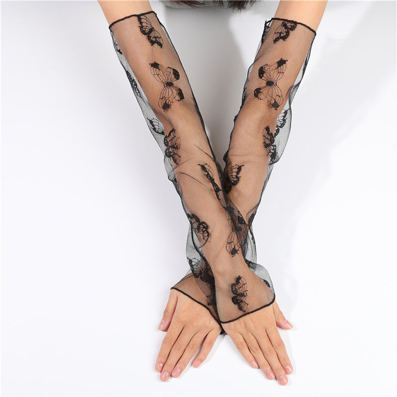 Women's Summer Lace Uv Protection Thin Long Gloves