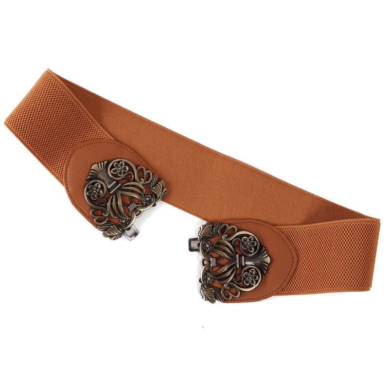 Women's Korean Style High Court Vintage Engraving Wide Belts