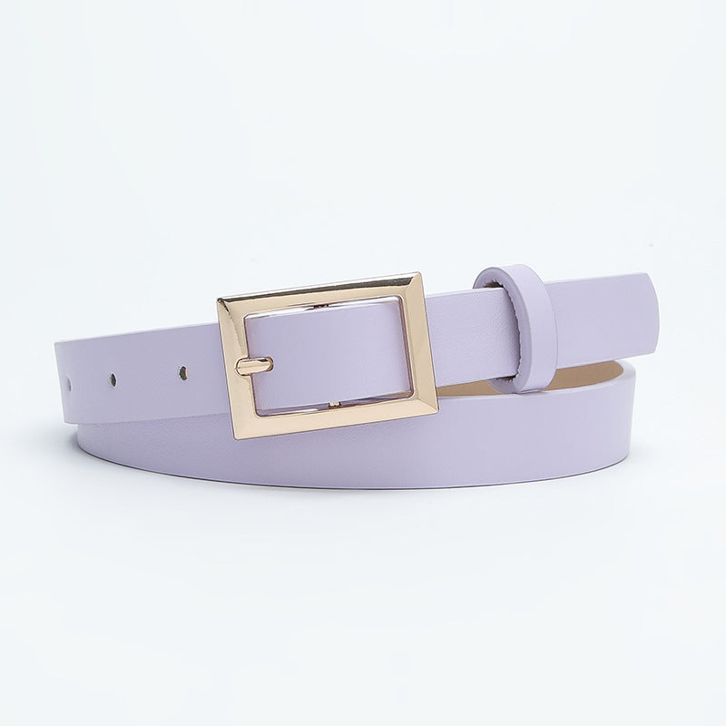 Women's Golden Square Buckle Candy Color Decoration Belts