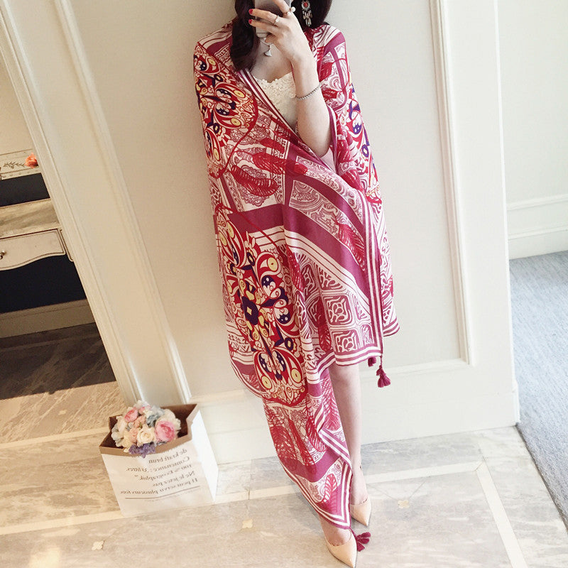 Ethnic Print Travel Outdoor Shawl Air-conditioned Scarfs