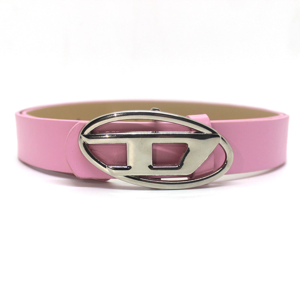 Women's & Men's Trendy Letter Oval Metal Snap Button Belts