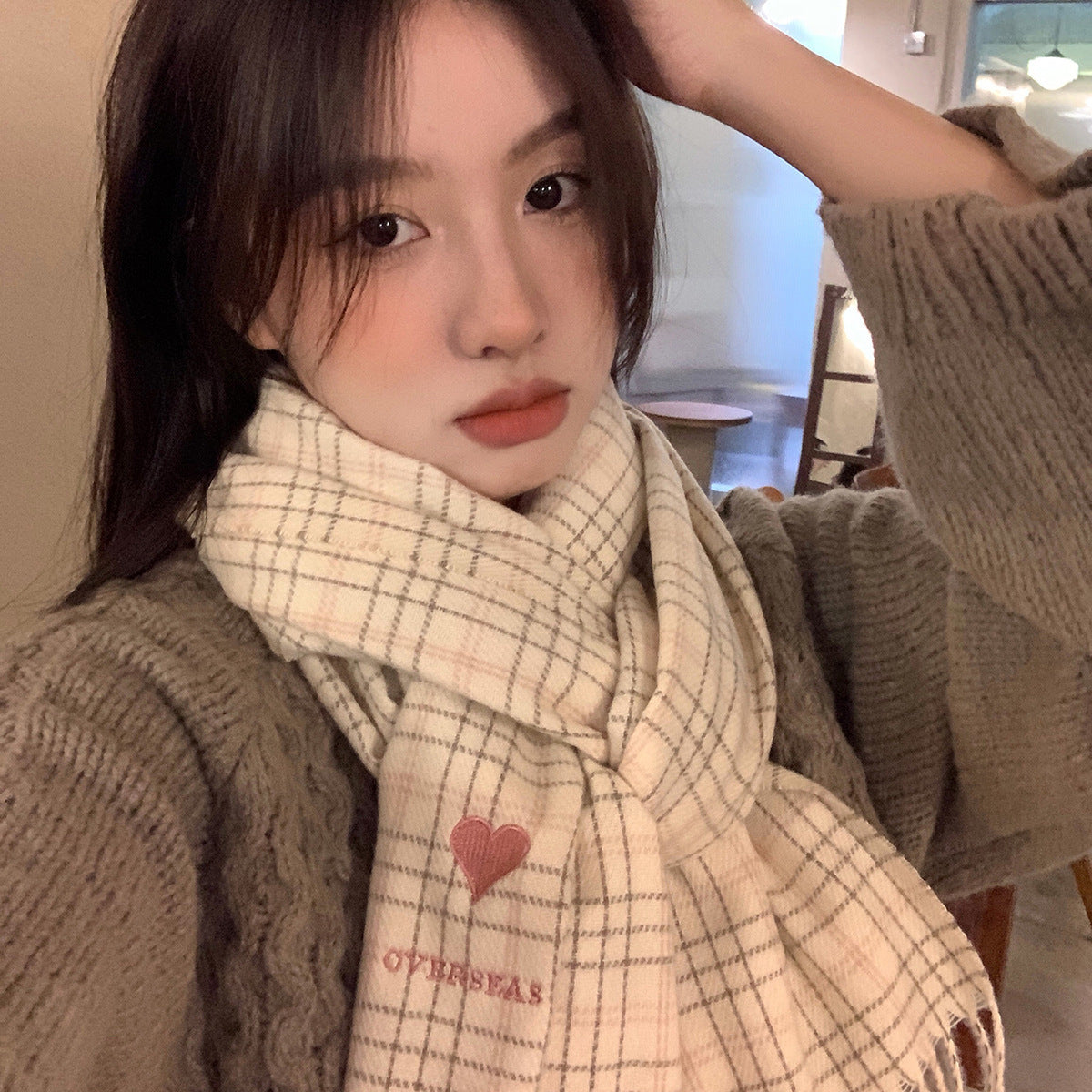 Women's High-grade Plaid Shawl Autumn Versatile Fashion Scarfs