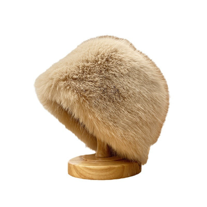 Women's Fur Plush Bonnet Winter Fleece-lined Padded Beanie Ear Hats & Caps