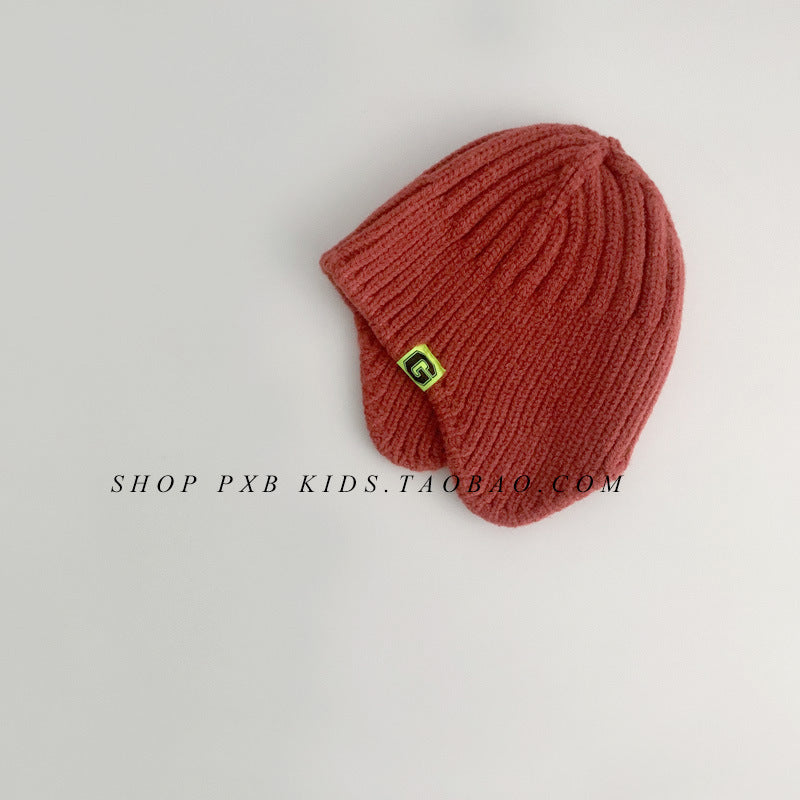 Woolen Boys Letters Sewed Label Earflaps Kids' Headwear