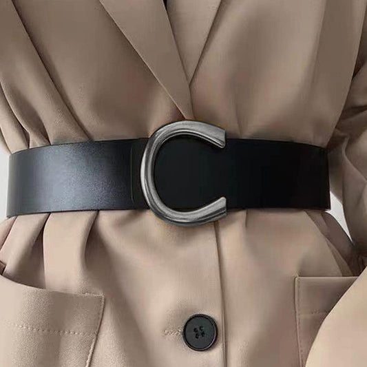 Sense Korean Fashion Buckle Niche Black Belts